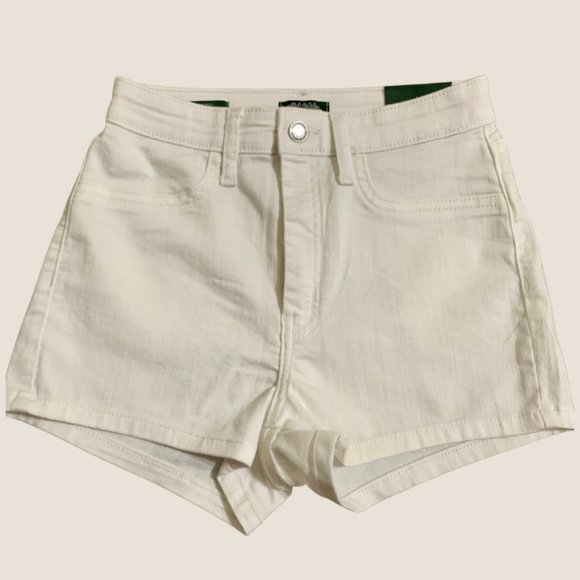 High Rise White Denim Shorts - Picture 1 of 3